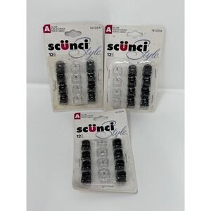 Vintage 2001 Scunci Style Mini Hair Claw Clips 3 Packs 12pc Each Black Clear Y2k